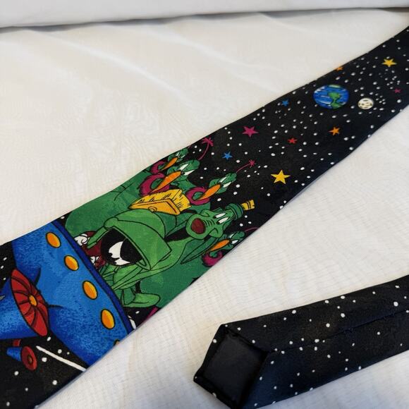 Vintage Tie Looney Tunes Mania 1993 Martians Daffy Duck Bugs Bunny - Picture 4 of 8